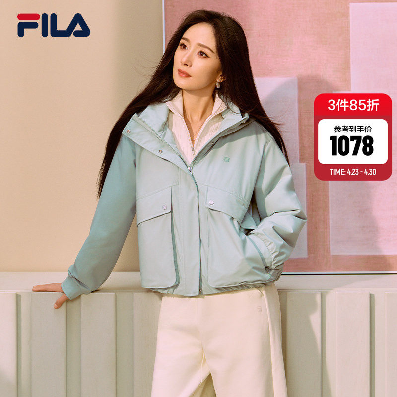 【杨幂同款】FILA斐乐女棉服2026春新款休闲宽松保暖花苞连帽外套