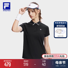 FILA 斐乐女子针织短袖POLO衫2024夏季新款网球运动透气T恤上衣