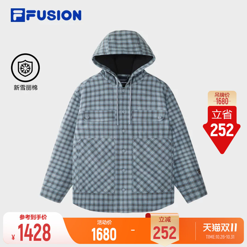 斐乐潮牌格纹连帽工装衬衫