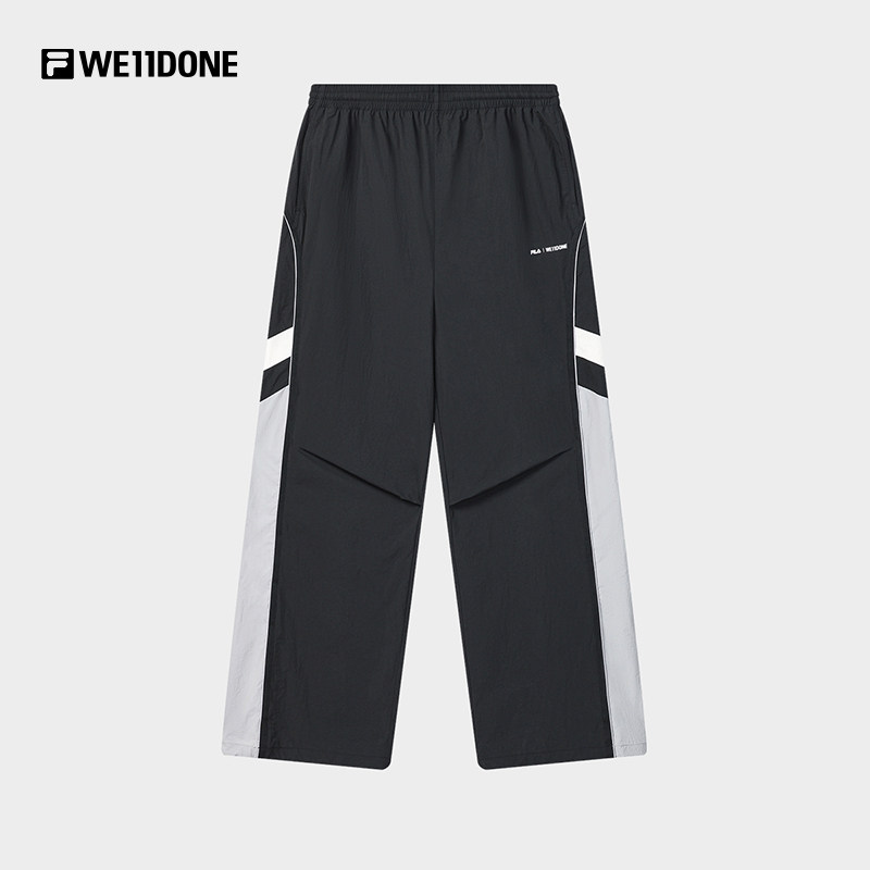 易烊千玺同款FILA x WE11DONE斐乐官方情侣款梭织裤子拼色休闲裤