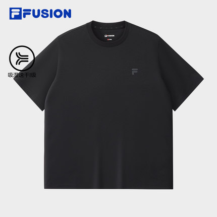 FILA FUSION斐乐潮牌男子针织短袖衫2025秋季新款时尚休闲干爽T恤