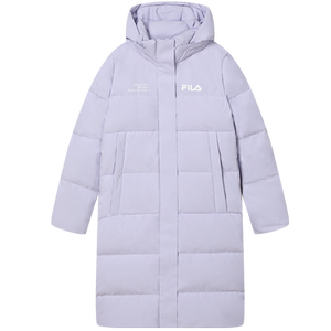 FILA 斐乐女子羽绒服秋冬加厚连帽拉链长款防泼水防污保暖外套女