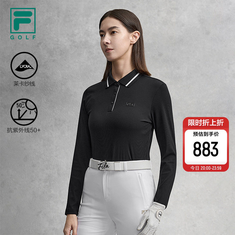 FILA 斐乐官方女子针织长袖POLO衫2026春新款高尔夫运动
