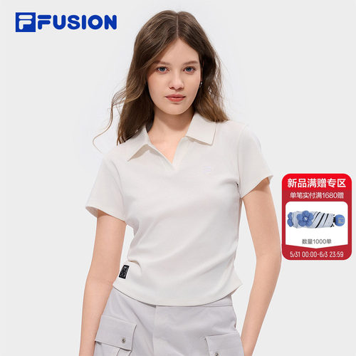FILA FUSION斐乐官方女子针织POLO衫2026夏季新款显瘦修身翻领T恤