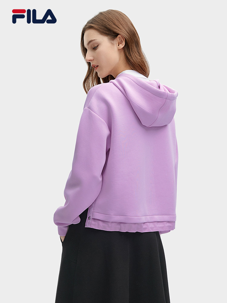 [양미와 같은 스타일] FILA 여성용 공식 후드 스웻셔츠 루즈한 자수 패셔너블 캐주얼 탑