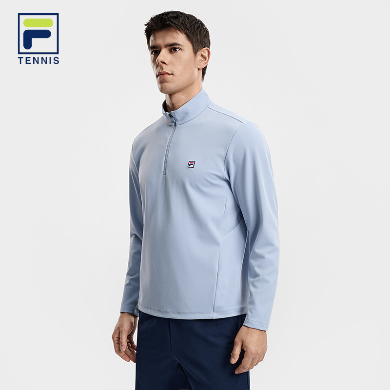 FILA 斐乐官方男子针织长袖上衣2026春新款网球运动半拉链基础长T,运动服/休闲服装,运动T恤,淘宝优惠券,粉丝福利购,淘宝优惠卷