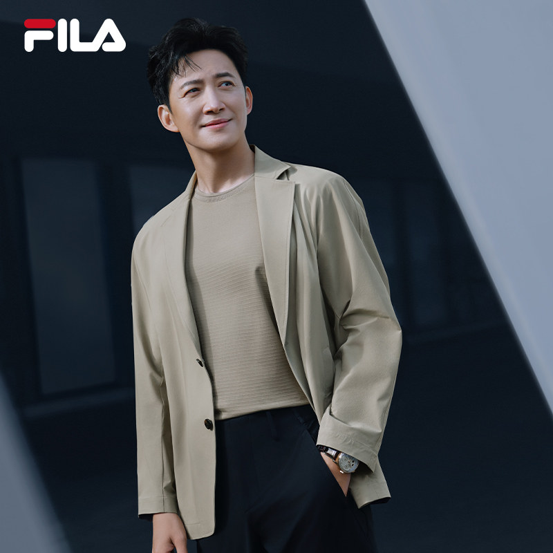 王阳同款FILA斐乐官方男梭织外套2026夏新款商务休闲西装简约上衣