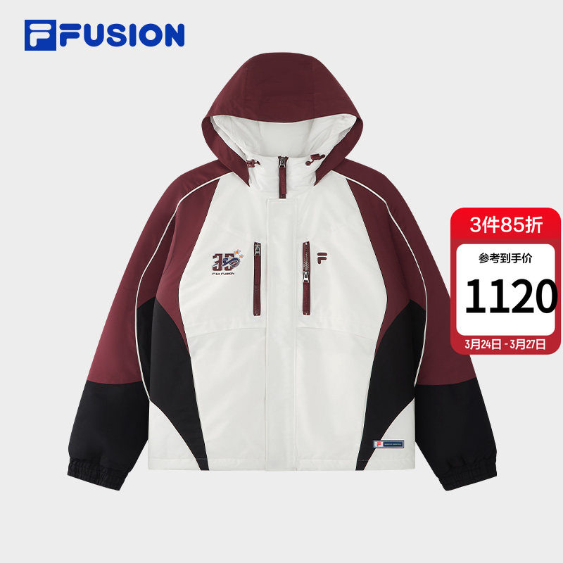 FILA FUSION斐乐潮牌棉服女2026春新款时尚拼色宽松连