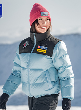 FILA 4810凌峰鹅绒斐乐羽绒服女2025冬新款鹅绒滑雪运动拼色外套