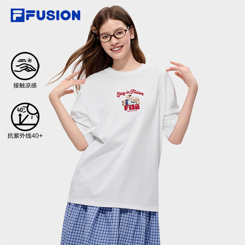 章昊同款FILA FUSION斐乐潮牌情侣短袖2026夏新款宽松