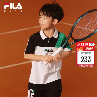 2025秋新款 FILA POLO衫 男大童短袖 儿童网球运动上衣 KIDS斐乐童装