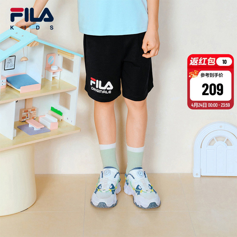 FILA KIDS斐乐童装儿童透气针织五分裤夏季款男女大小童休闲短裤
