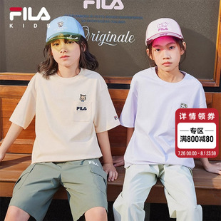 新款 FILA T恤2025夏季 男大童短袖 儿童舒适圆领上衣 KIDS斐乐童装