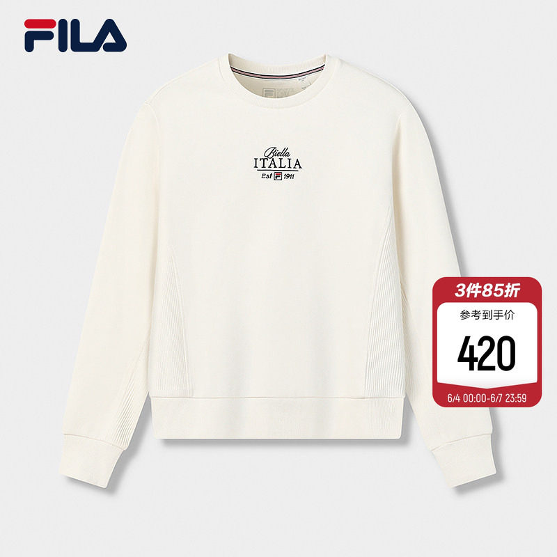 FILA 斐乐官方女子套头卫衣2026春新款休闲日常舒适针织长袖上衣