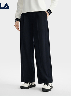 FILA Emerald斐乐女士梭织长裤2025冬季新款时尚休闲双腰头直筒裤