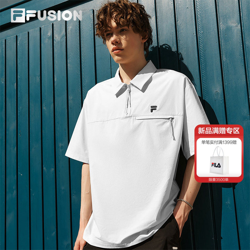 梭织POLO衫|FILA FUSION斐乐潮牌男子短袖2026夏