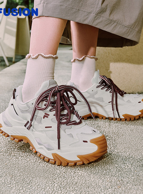 FILA FUSION 斐乐硬糖奶茶厚底增高老爹鞋女鞋2025新款轻便运动鞋