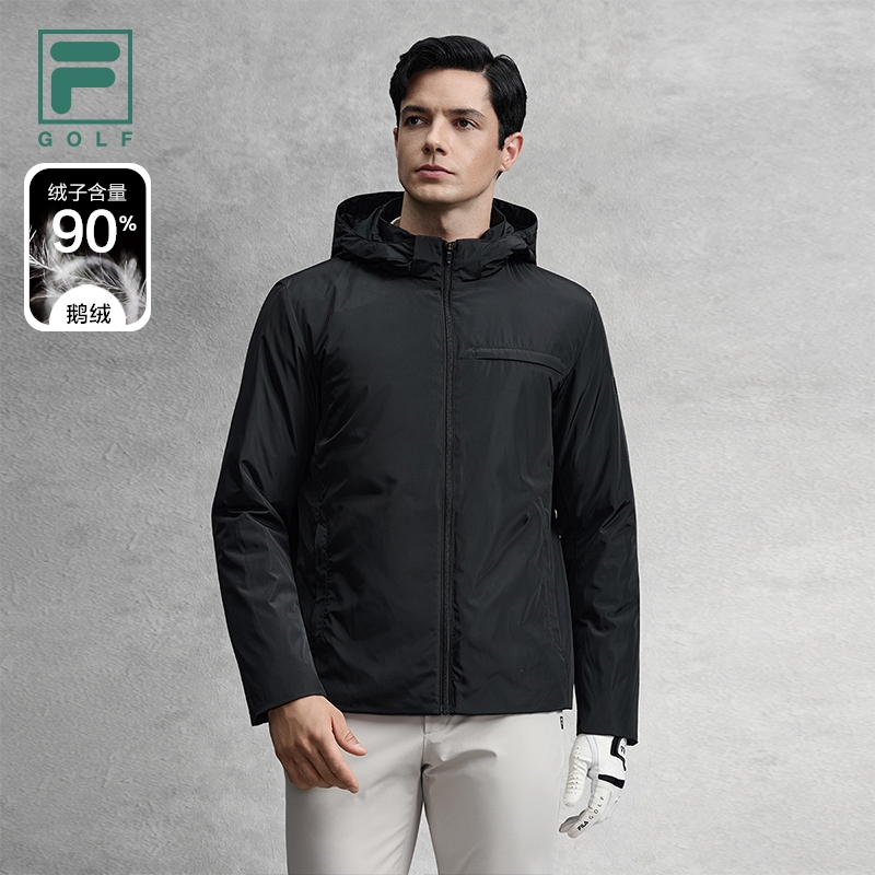 FILA 斐乐官方男士羽绒服2025冬新款高尔夫运动基础保暖连帽外套