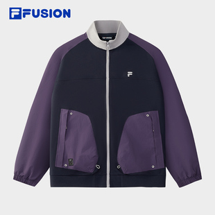 FILA 外套男2025冬新款 時尚 拼色寬松上衣 FUSION斐樂潮牌針織長袖