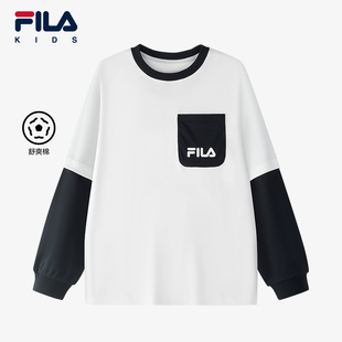 T恤2025夏季 FILA 男大童長袖 新款 KIDS斐樂童裝 兒童舒適純棉上衣潮