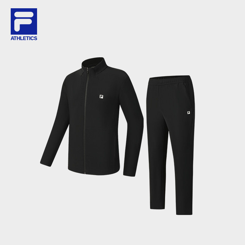 FILA斐乐官方长袖运动套装加绒男春季新款外套裤子跑步健身训练服
