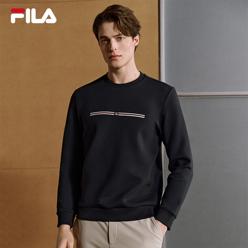 FILA 斐乐官方男子套头卫衣2026春新款时尚休闲针织红色长袖上衣 - FILA官方旗舰店出品