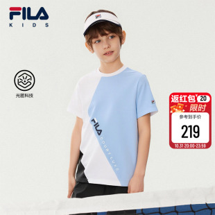新款 FILA T恤2025秋季 男大童短袖 儿童网球运动上衣 KIDS斐乐童装