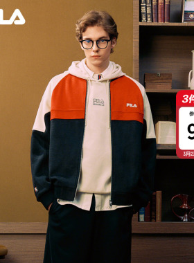 FILA 斐乐官方男针织毛呢上衣26春新款休闲宽松保暖新年红色外套