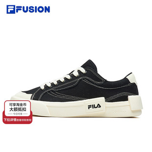 FUSION斐乐潮牌POP帆布鞋 黑色男鞋 女鞋 轻便休闲板鞋 子 运动鞋 FILA