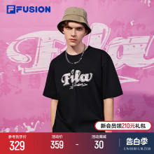 FILA FUSION斐乐潮牌情侣款短袖T2024春新情人节多彩纯棉T恤男女