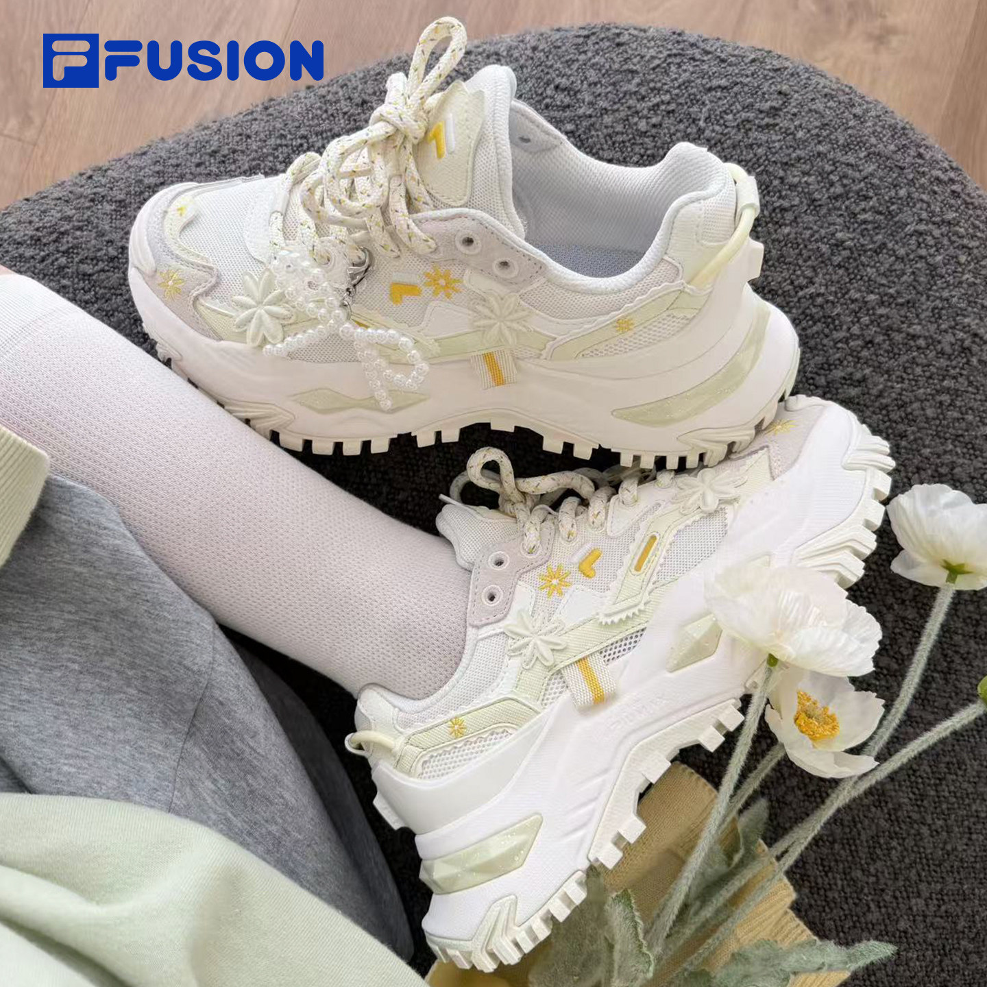 硬糖绽放 FILA FUSION斐乐官方女鞋夏季新款厚底老爹鞋网