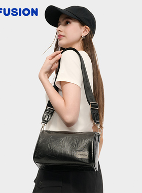 FILA FUSION斐乐官方包包斜挎包单肩包女包时尚波士顿包黑色挎包