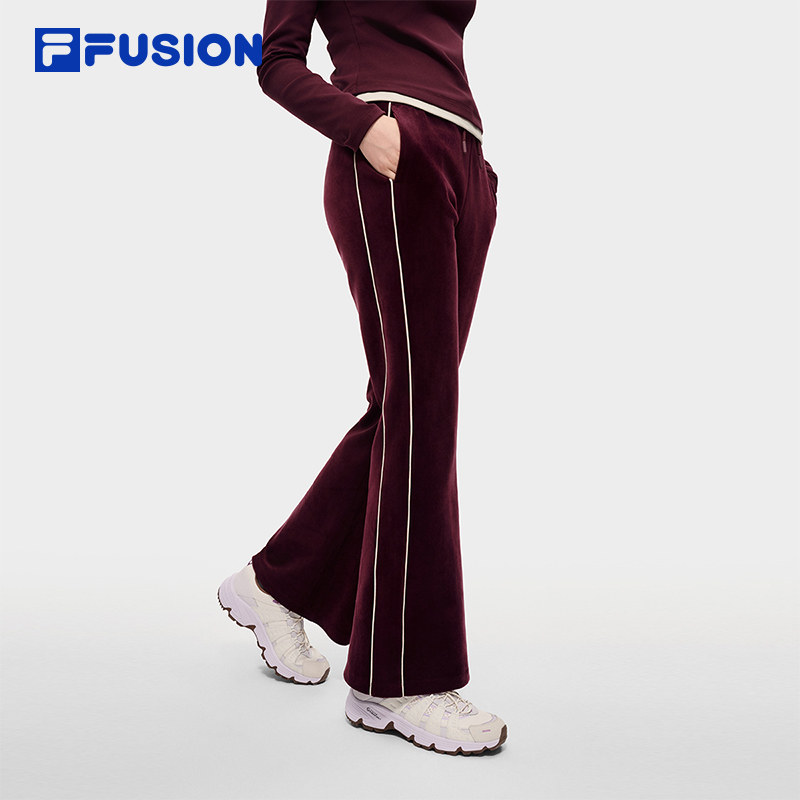 FILA FUSION斐乐潮牌针织长裤女2026春新年款时尚休闲红色直筒裤,运动服/休闲服装,运动长裤,淘宝优惠券,粉丝福利购,淘宝优惠卷