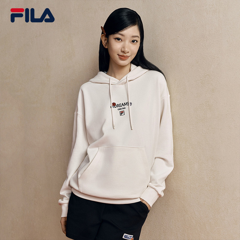 马上起飞FILA斐乐男女连帽卫衣2026春新款情侣海棠花同款上衣
