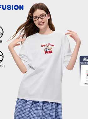 章昊同款FILA FUSION斐乐潮牌情侣短袖2026夏新款宽松防晒凉感T恤