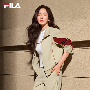 休闲拼接立领上衣 外套25秋新时尚 杨幂同款 FILA斐乐官方女针织长袖