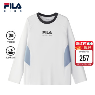 新款 FILA T恤2025冬季 男大童长袖 儿童透气运动上衣 KIDS斐乐童装