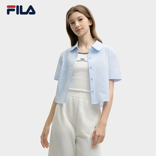 FILA X TIM LAHAN 斐乐女梭织短袖衬衫2025夏季新舒适娃娃领上衣