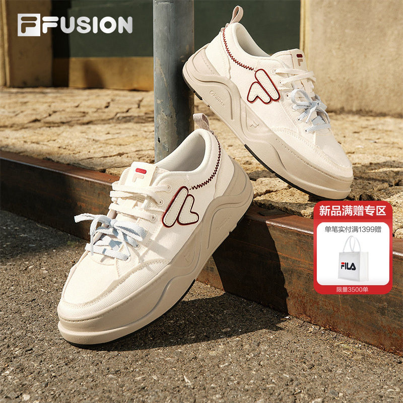 FILA FUSION 斐乐官方女鞋厚底帆布鞋2026夏季新款情