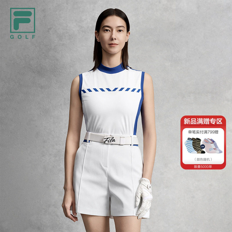 FILA斐乐官方女子针织背心2026夏季新款高尔夫运动修身小高领上衣