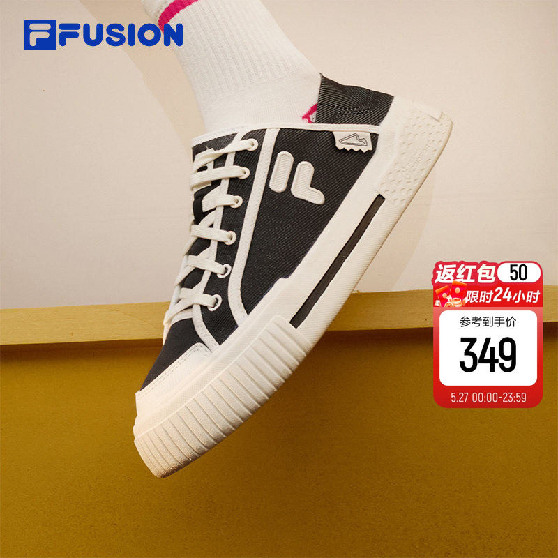 FILA FUSION 斐乐官方男鞋一脚蹬帆布鞋夏季透气鞋子半拖