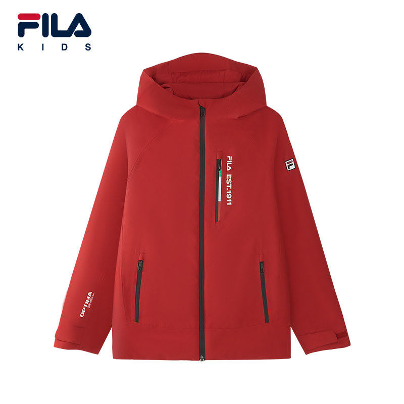 FILA KIDS斐乐童装女大童棉服2026春季新款儿童户外运动连帽外套
