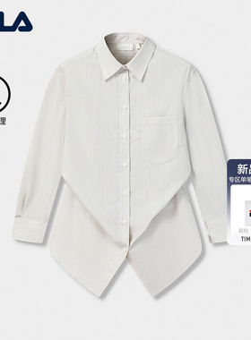 FILA MILANO斐乐官方女梭织长袖衬衫26夏新款纯棉宽松竖条纹上衣