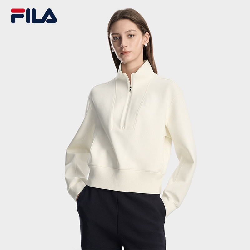 FILA 斐乐官方女子套头卫衣2026春季新款休闲舒适半拉链针织上衣