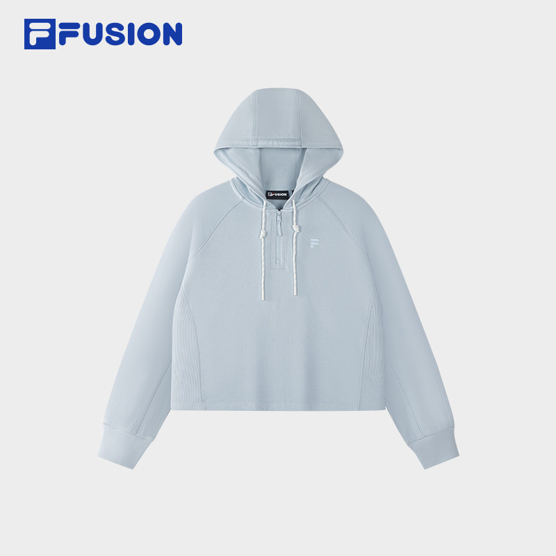 FILA FUSION斐乐潮牌连帽卫衣26冬季新款女子休闲宽松针织上衣