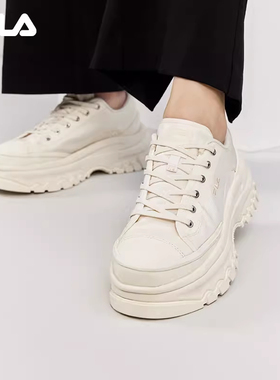 胖胖底|FILA斐乐官方LAVA女鞋厚底帆布鞋增高休闲鞋运动鞋黑色鞋