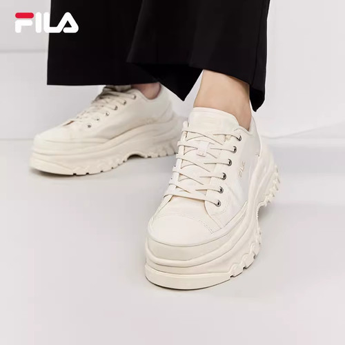 胖胖底|FILA斐乐官方LAVA女鞋厚底帆布鞋增高休闲鞋运动鞋白色鞋