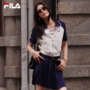 休闲基础撞色上衣 FILA 斐乐官方女士针织短袖 外套2025秋新款 时尚