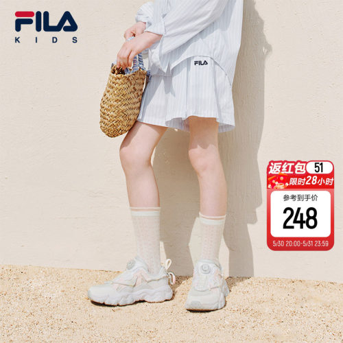 FILA KIDS斐乐童装儿童宽松短裤夏季款女童休闲舒适梭织五分裤