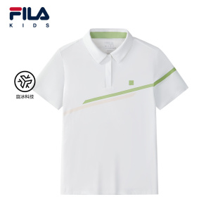 2025秋新款 FILA POLO衫 KIDS斐乐童装 儿童运动透气上衣 女大童短袖